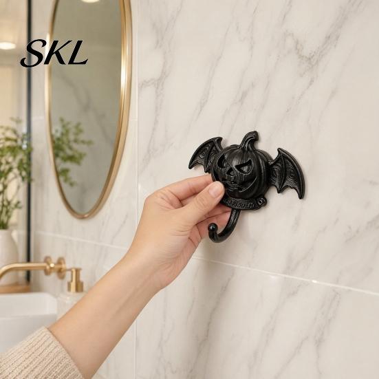 Multi-color Halloween Hooks Devil Pumpkin Bat Wall Hook, No-Drill Adhesive Hook for Keys Small Pendant Hanger Bags, Strong Sticky Damage-Free