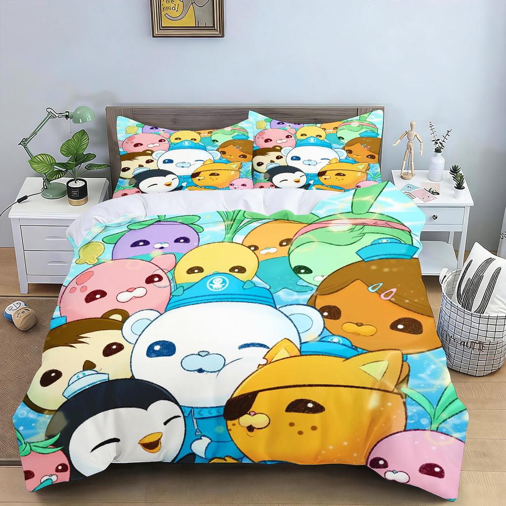 Octonauts Bedding Set Simba Anime and Cartoon 3D Children'S Duvet Cover Set King Size Bedroom Comforte Cute Printed