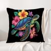 Hawaiian Turtle Cushion Cover Natural Linen Organic Fabric Double-Sided Printing Sofa Home Decor Gift Pillow Cover