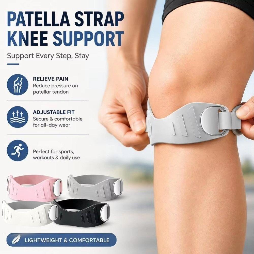 1 Pair Silicone Patella Knee Strap Adjustable Knee Brace Support Band for Running Basketball