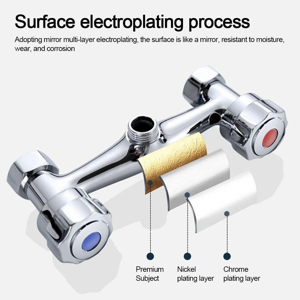 Metal Water Tap Mixing Valve Double Control Double Shower Faucet Valve Out Water Inlet Valve