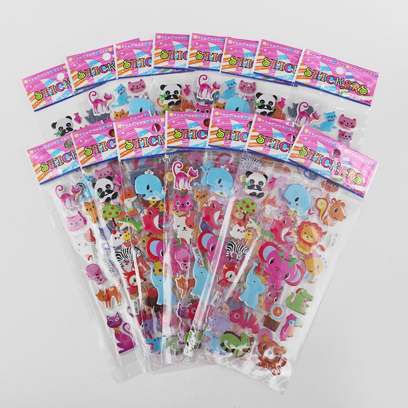 10Sheets 3D Bubble Stickers Cartoon Animal Cars Sticker Kids Boy Girl Birthday Party Favors Pinata Fillers Scrapbooking Gift Toy