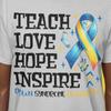 Teach Love Hope Inspire Shirt | Down Syndrome Awareness Ribbon Tee | Support & Advocacy Teacher Shirt | Blue Yellow Awareness Gift Educators