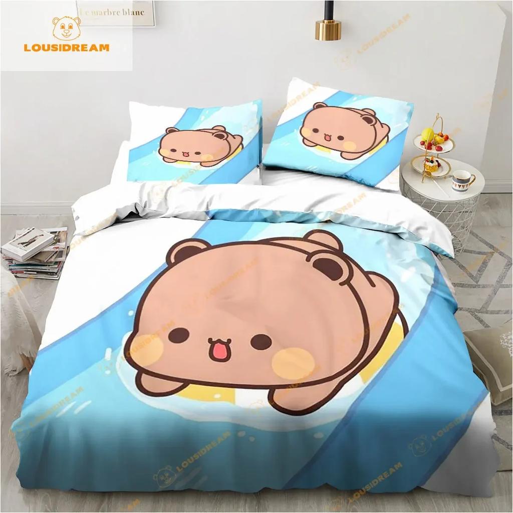 Bubu Dudu Cartoon Cute Bear Kawaii Christmas Gift King Twin Double Child Bedding Set Microfiber or Polyester Duvet Cover Set