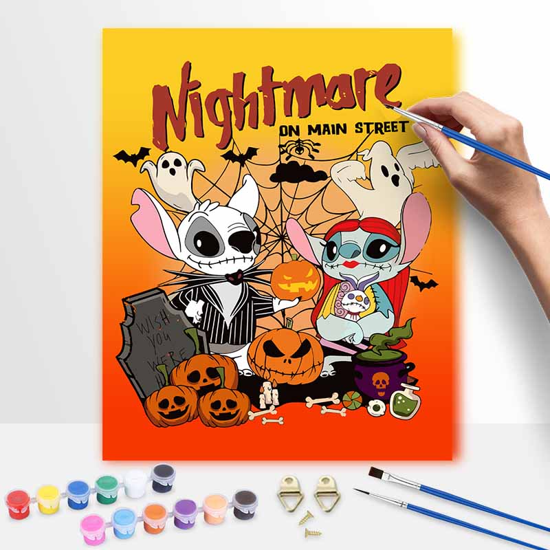 Disney Stitch Jack Skellington Halloween painting art handmade painting kit handmade dsi home decoration birthday gift 20x30cm