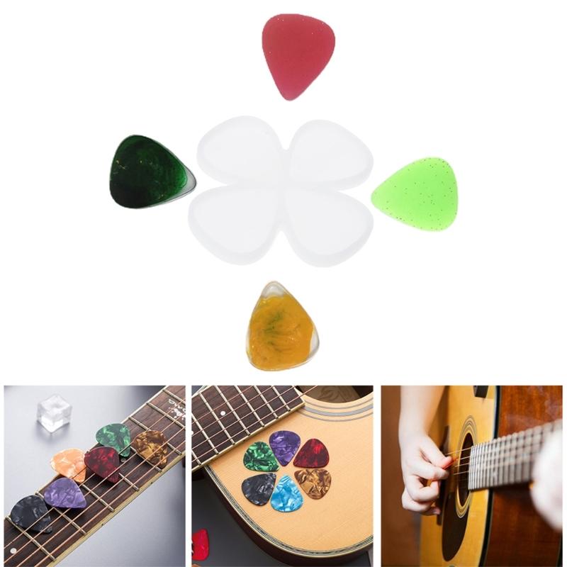 4 Hole Universal Guitar Picks Resin Mold Guitar Plectrums Silicone Mould DIY Reusable Picks UV Epoxy Casting Mold