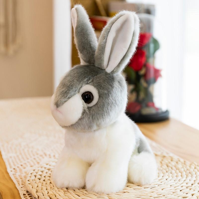 

Adorable Long-eared Bunny Plush Toy Cute White Rabbit Stuffed Animal For Kids 20cm/7.87in серый