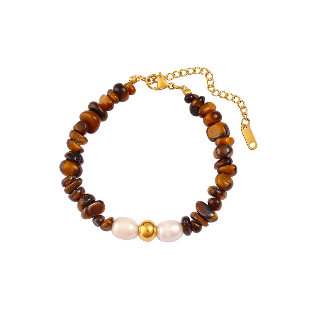 Elegant Tiger Eye Stone Necklace & Bracelet Set with Pearls - Women s Beaded Jewelry Accessory