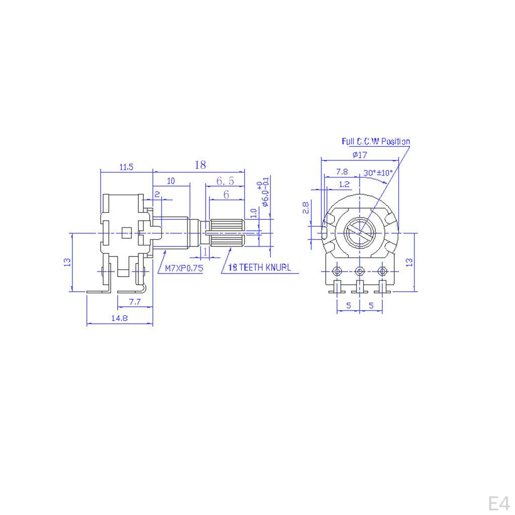 18mm Guitar Potentiometer Audio Pots for Electric Bass