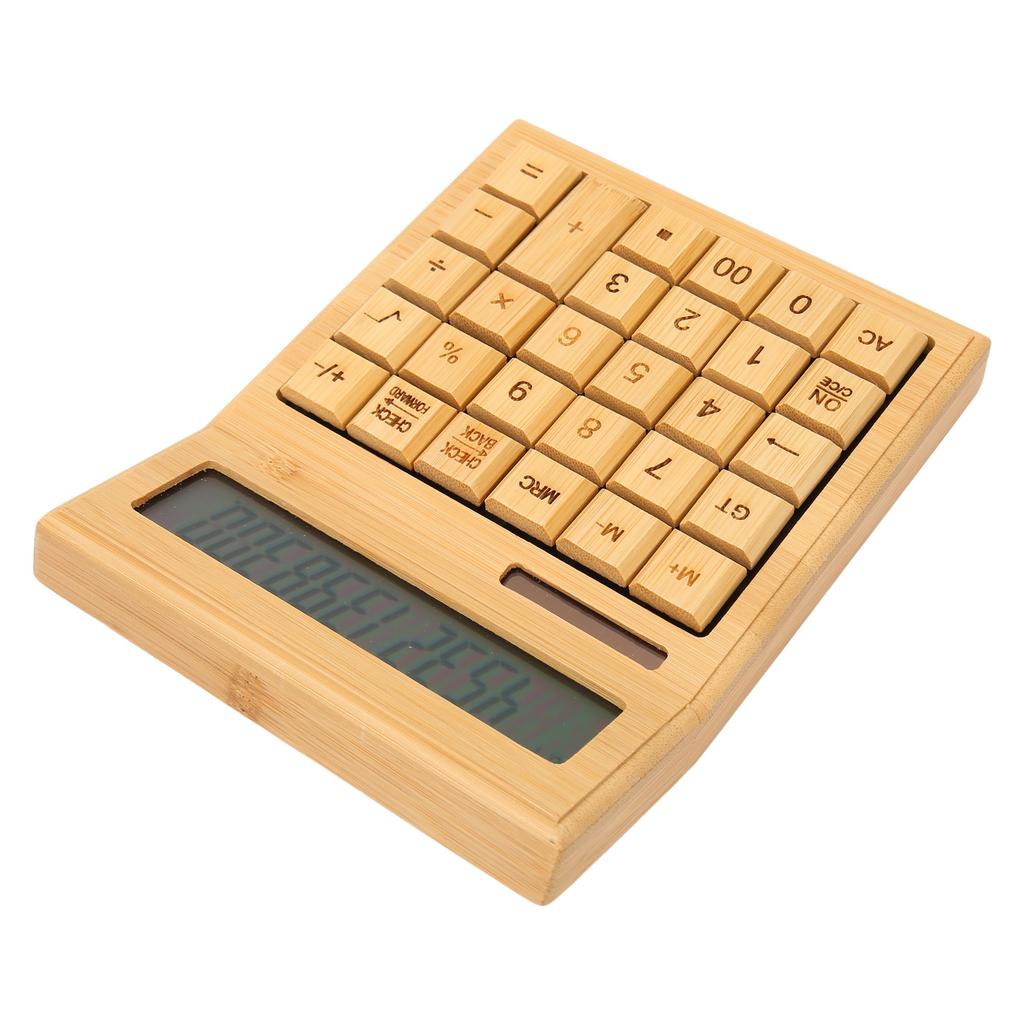 Bamboo Calculator Solar Powered Battery Powered Eco Friendly Function Calculator with 12 Bit Digital LCD Screen for