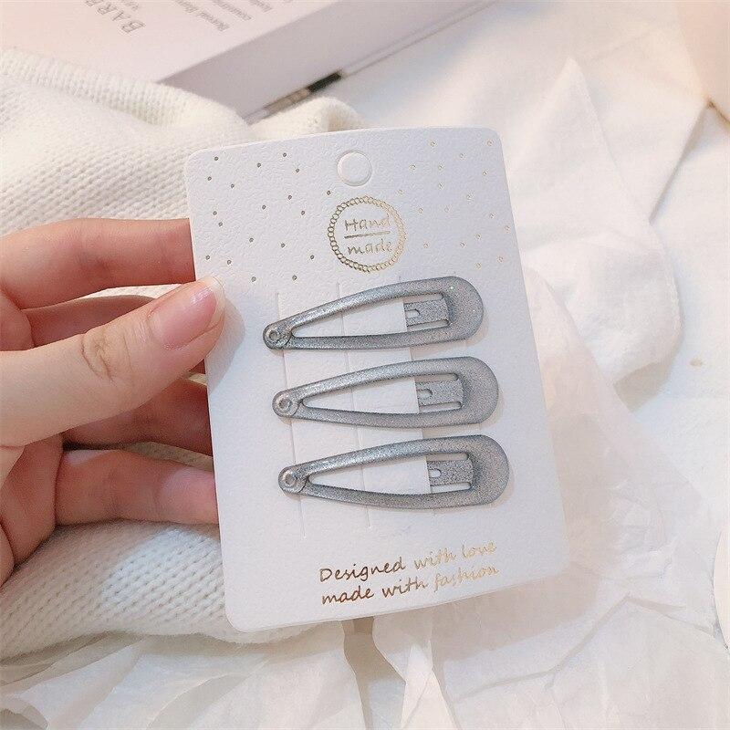 3/4pcs  Frosted Simple Hair Clips for Girls Star Oval Triangle Square Hair Clips Kids Snap Hair Clips Pentagram BB Clip