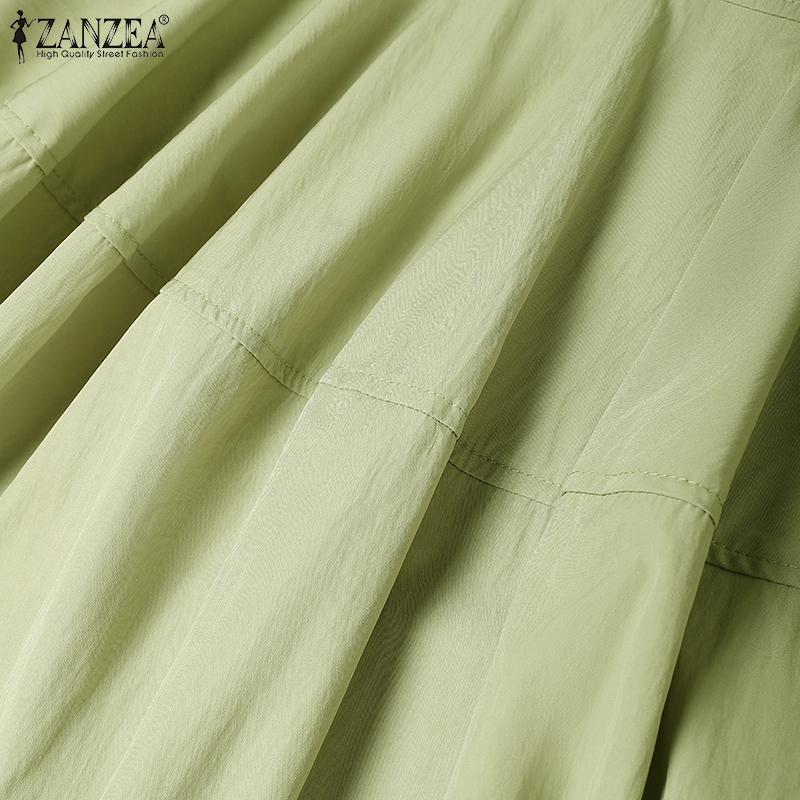 ZANZEA Women Casual Sleeveless Ruffled Baggy Casual Long Dress