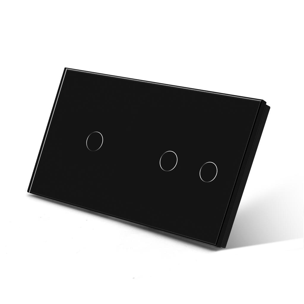 BSEED 1/2/3Gang Wall Touch Switch Double Light Switches 1Way Plus Type-c USB Sockets EU Standard Glass Panel Blue Backlight 10A