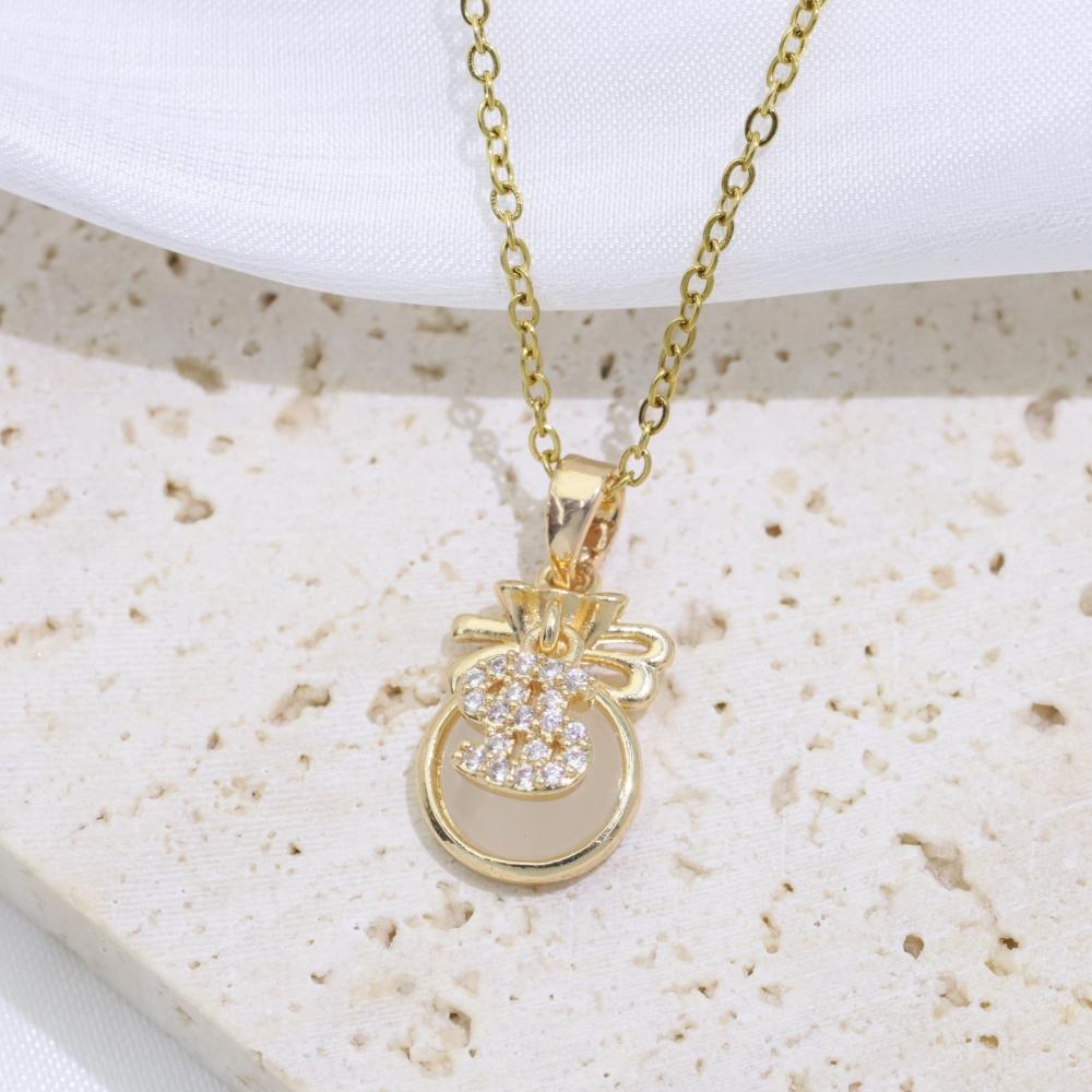 Simple Money Bag Pendant Necklaces for Women Fashion Zirconia Necklace Wedding Party Jewelry Accessories