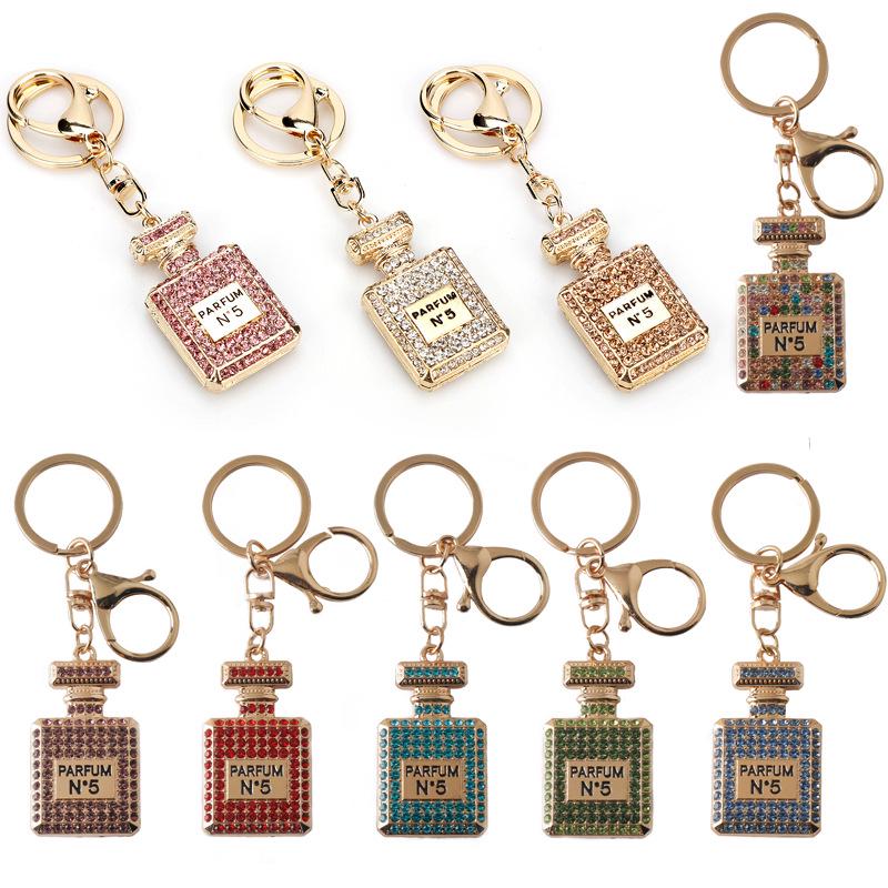 Korean Crystal Perfume Bottle Keychain - Women's Car Accessory & Bag Pendant
