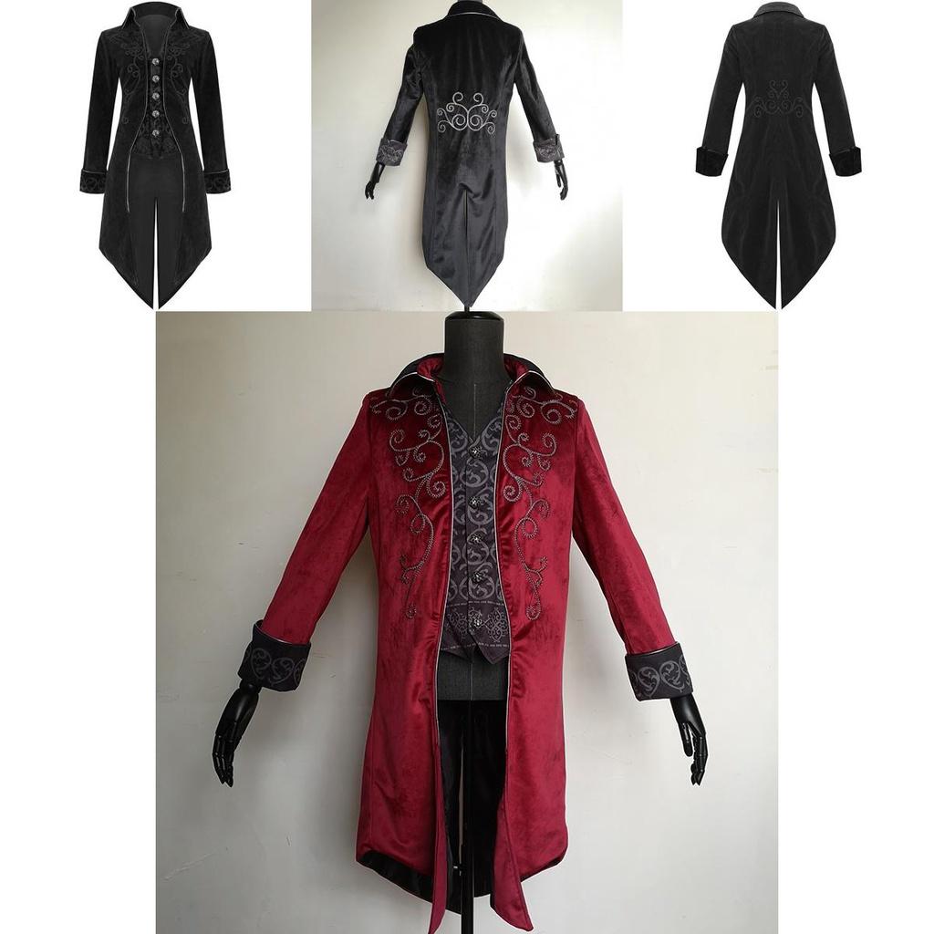Vintage Men Tailcoat Jacket In Elegant Black For Gothic Steampunk Costume Parties