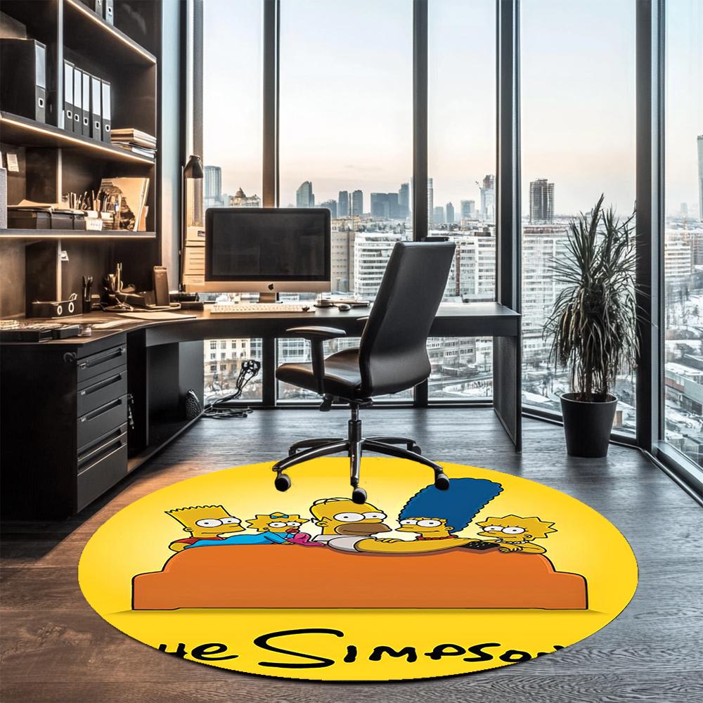 THE SIMPSONS Printed Round Rug Carpet Chair Rug Area Rug Entryway Doormats,for Office Chair Living Room Bedroom Kitchen Room.