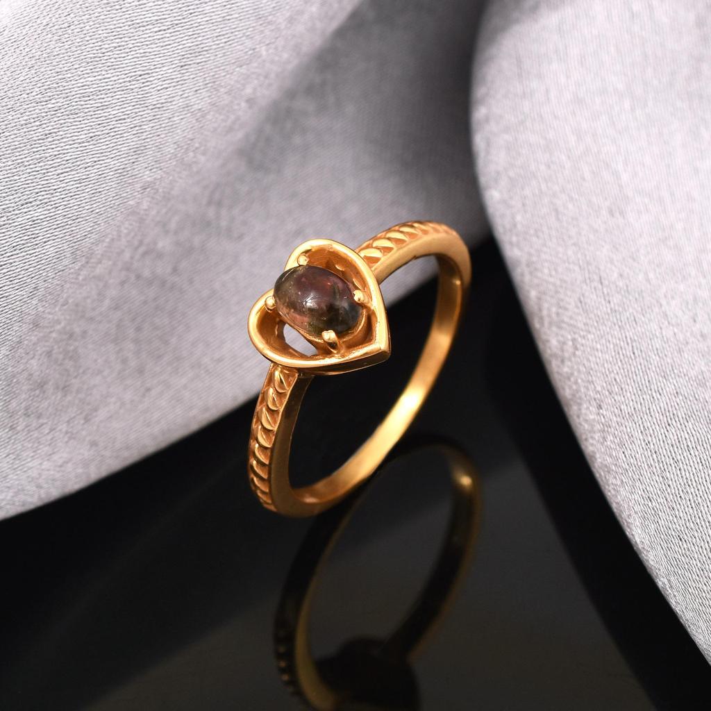 Natural Heart Rare Bi Color Tourmaline 925 Sterling Silver Ring Size 7.5 US, Gift