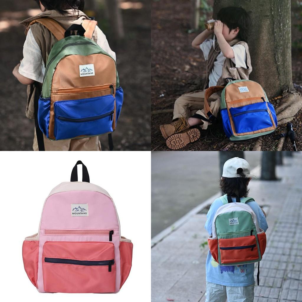 Childrens Nylon School Backpack With Curved Shoulder Straps For Kindergarten And Travel Use