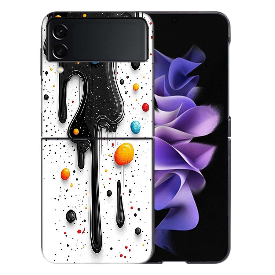 Vibrant Color Splashing Ink Coque For Samsung Z Flip7 6 Galaxy Case Shockproof Z Flip5 Z Flip3 4 5G Hard Cover Phone TPU PC Har