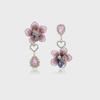Silver Needle Retro Embroidery Lace Floral Asymmetrical Heart Diamond Earrings for Women