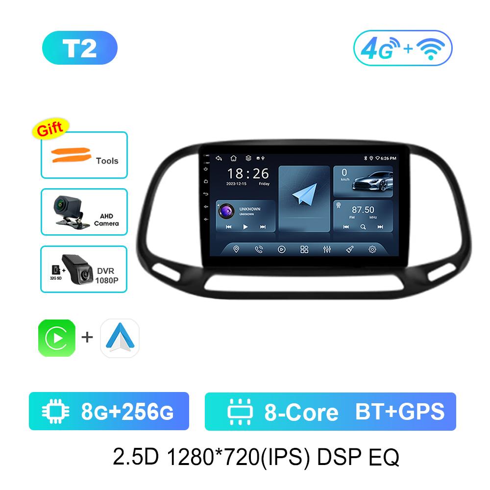 9 Inch Car Video Multimedia Player Android System GPS Navigation for Fiat Doblo 2015 - 2019 Carplay WiFi Touch Screen Bluetooth