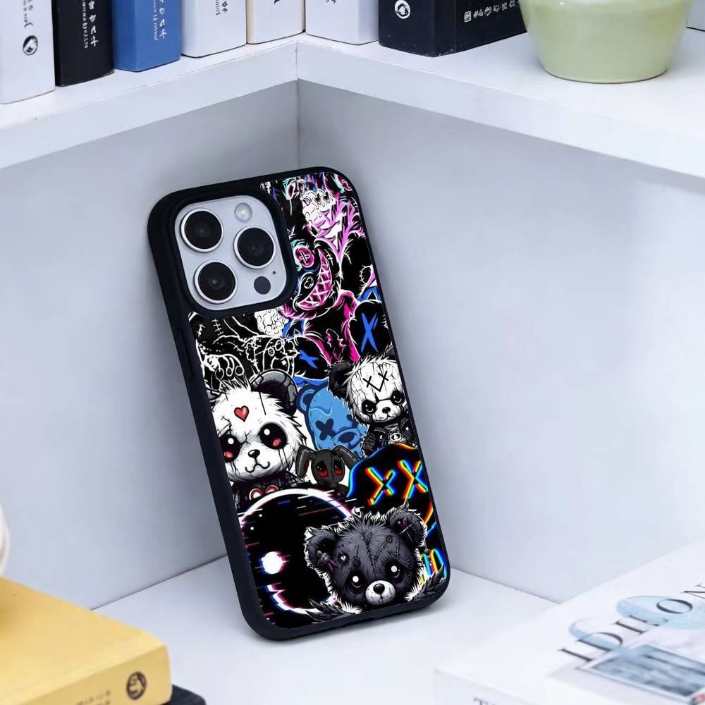 

HOT Colorful Graffiti Bear Phone Case For iPhone 14,16,15,13,17,12,Plus,Pro,Max Magnetic For Magsafe Frosted Cover iPhone11PRO