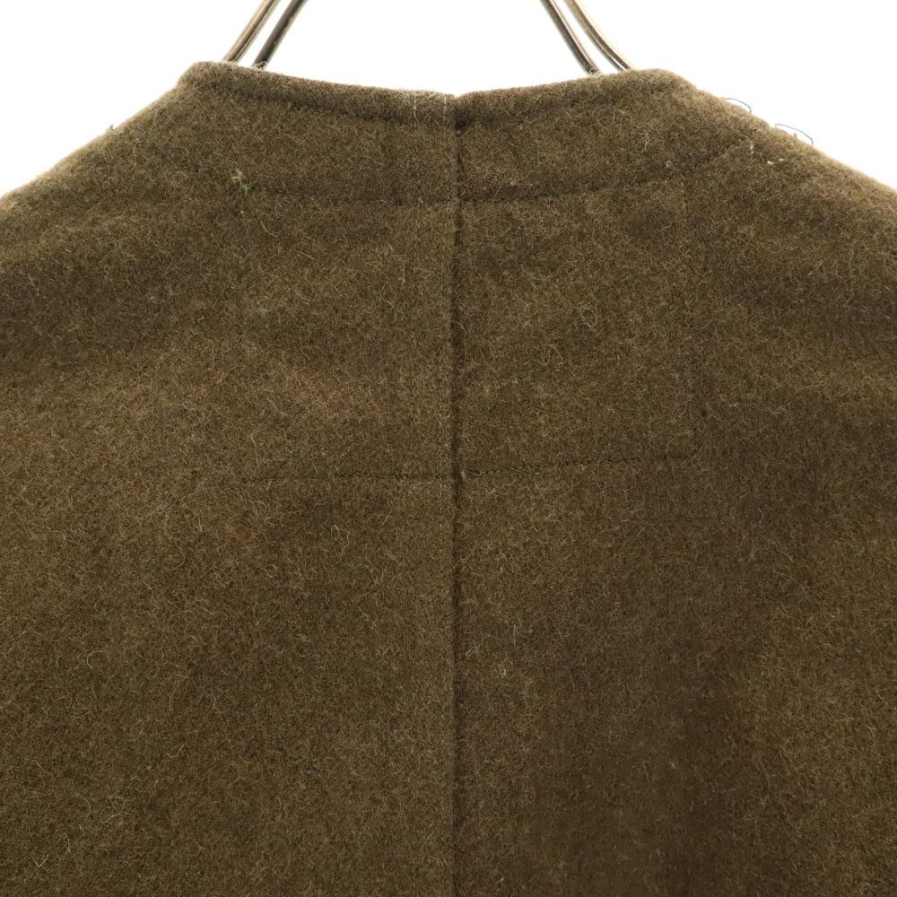 FRENCH ARMY 50s Vintage V Neck Wool Jacket 44L Khaki Women Used