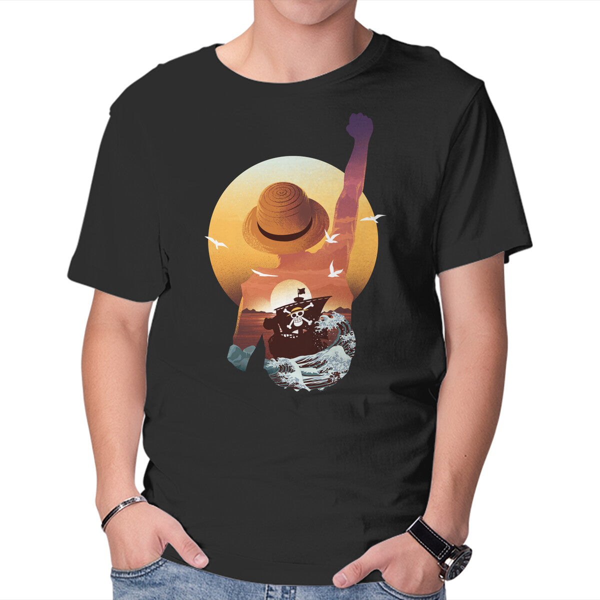 Unisex Crew Neck T-Shirt Praise The Sun King Pirate Graphic Short Sleeve Casual Tee M