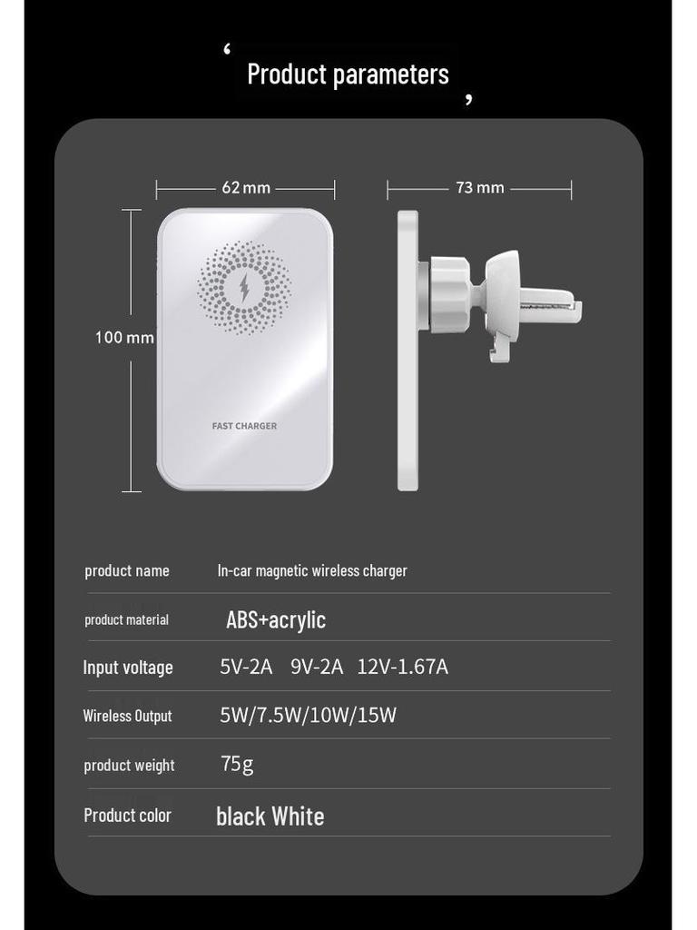 Magsafe Magnetic 15W Wireless Car Charger Mount for Apple iPhone 16