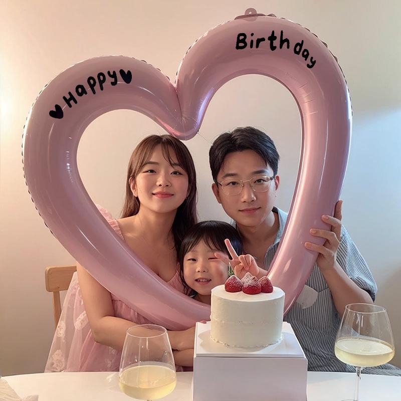 40-inch Pink Heart Balloon with Bow & Number for First Birthday Decoration