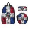 Dominican Republic Flag Backpack Student BookBag School Bag Computer Shoulder Bags 3ps Insulated Lunch Bag Pencil Case