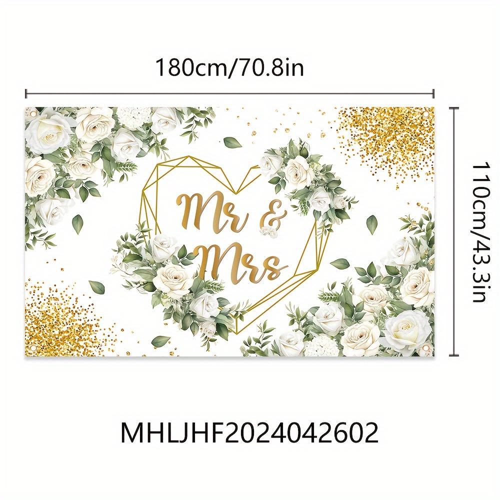 1Pcs Mr And Mrs Wedding White Floral Background Decoration Background Wedding Backdrop Decorations For Photo Studio Booth Party