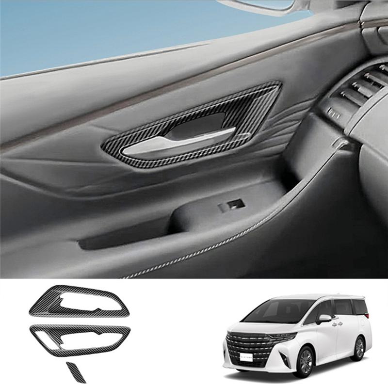 Powerful Car Inner Door Bowl Panel Ide Handle Protector Cover For Toyota Alphard Vellfire 40 Series + Carbon Fiber