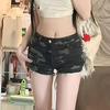 New Summer Women's Distressed Camouflage Denim Ultra Low Rise Shorts