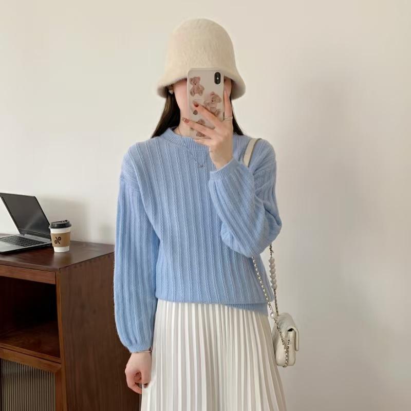 Autumn and Winter Round Neck Pullover Sweater for Women Women's Loose Knit Sweater Top