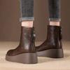 Fashion Platform Women High Heels Ankle Boots Fashion Wedges Winter Shoes 2025 Leather Casual Short Boots New Designer Zapatillas Mujer
