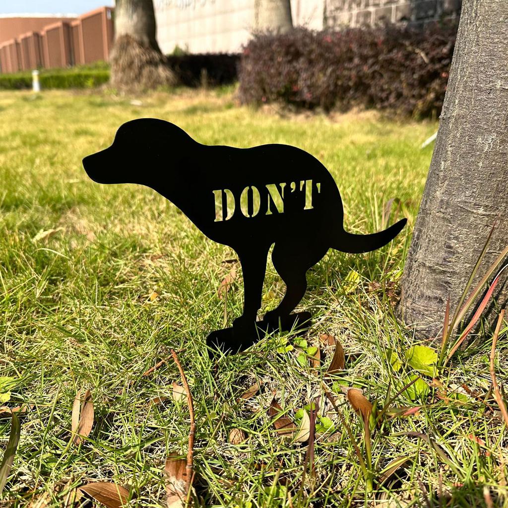 Iron Don't Dog Pooping Sign for Yard with Stake Double Sided Pooping Dog Sign Stop Dogs Pooping Peeing Lawn Yard Sign