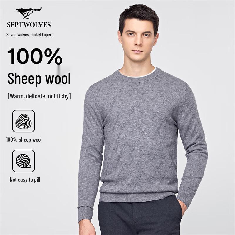 

Septwolves Men s 100% Lambswool Round Neck Sweater 2XL