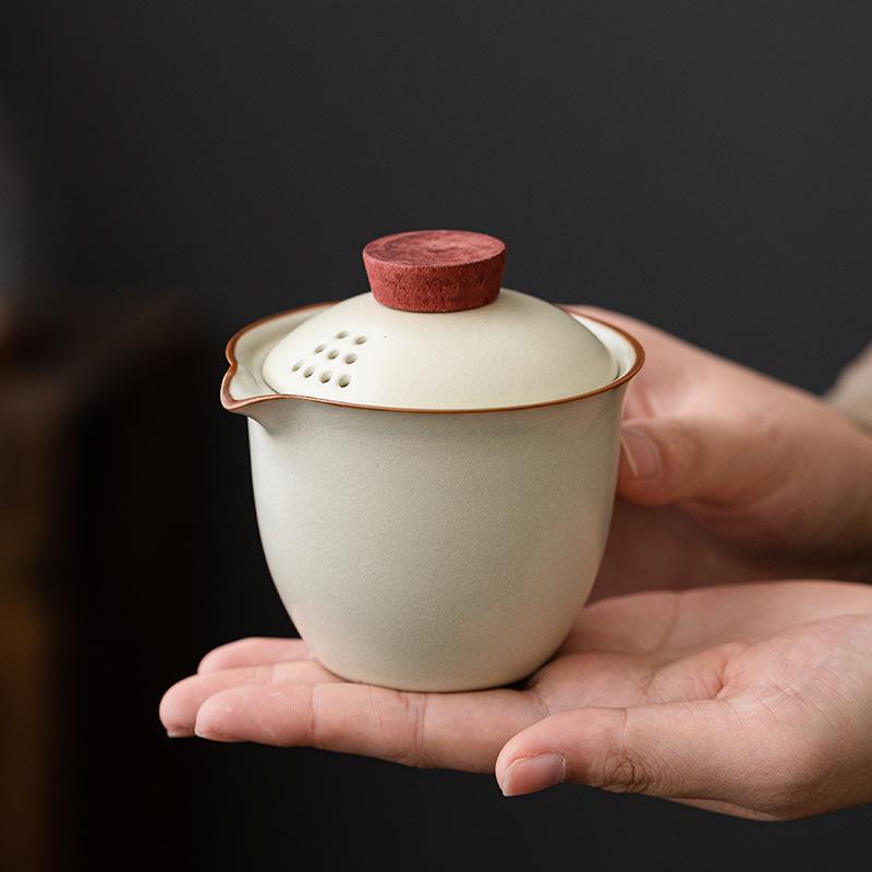 Portable Ceramic Tea Set: One Pot & Three Cups for Outdoor and Business Gifts