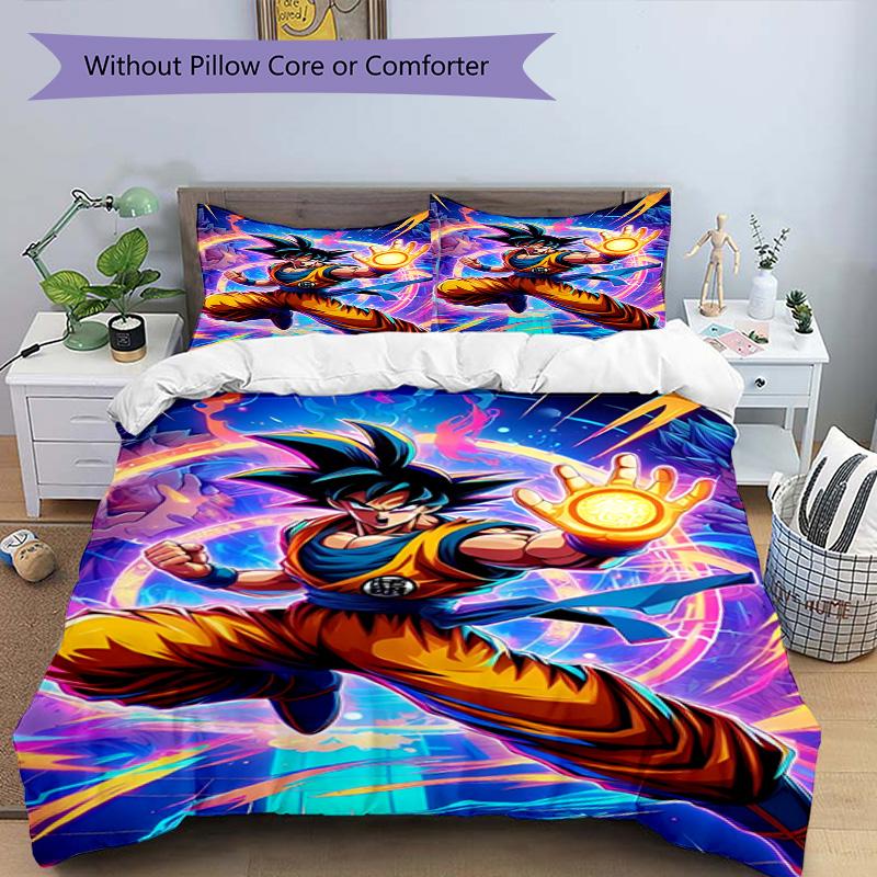 Set copripiumino 3 pezzi (1*Copripiumino + 2*Federe, Senza Nucleo), Set Biancheria da Letto con Stampa DRAGON BALL, Decorazione Camera da Letto, Stagione Unica, Regalo di Compleanno