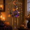 Unique Halloween Gifts for Friends Stained Glass Style Wind Chime, Acrylic Suncatcher Hanging Ornament with Ghost Black Cat Artistic Window