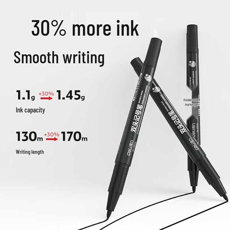 Deli Dual-Tip Permanent Marker Pens