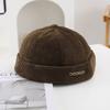Retro Corduroy Brimless Hat, Autumn and Winter Brimless Thick Hat, Men's and Women's Dome Street Hat