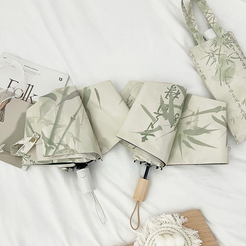 Fully Automatic Vintage Chinese Style UV Protection Folding Sun and Rain Umbrella for Women