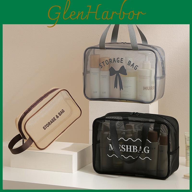 Nylon Mesh Travel Toiletry Bag With Breathable Design For Outdoor And Camping Use