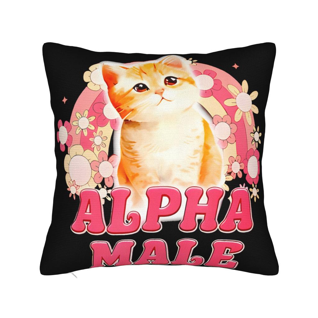 Decorative Pillowcase Alpha Male Cat Kitten Funny  Accessories Living Room  Pillow Case Cover Zippered Multi Size