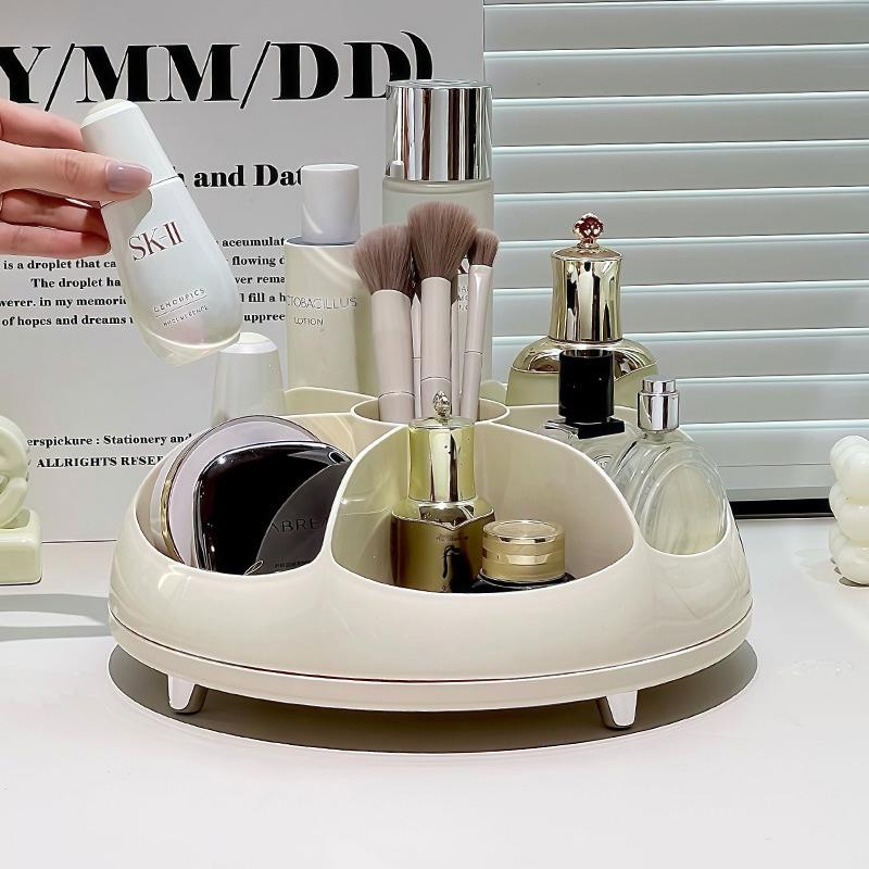 1pc Rotating Cosmetic Storage Box Multi-functional Lipstick Makeup Brush Pen Holder Large-capacity Storage Box Desktop Organizer