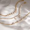 European American Non Fading Stainless Steel Charm Stackable Bracelet Zircon Trendy Women Light Luxury High End Anniversary