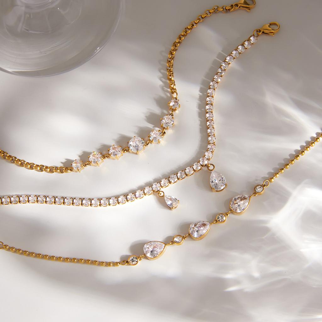 European American Non Fading Stainless Steel Charm Stackable Bracelet Zircon Trendy Women Light Luxury High End Anniversary